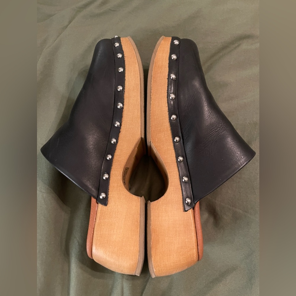 Black Leather Mules/Clogs - SOLD